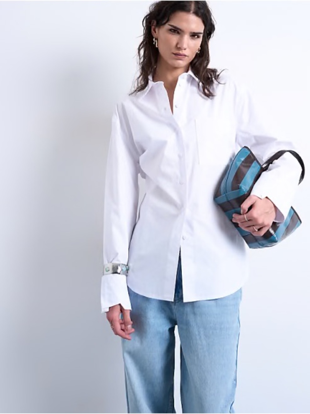 Topshop White Button-Front Shirt